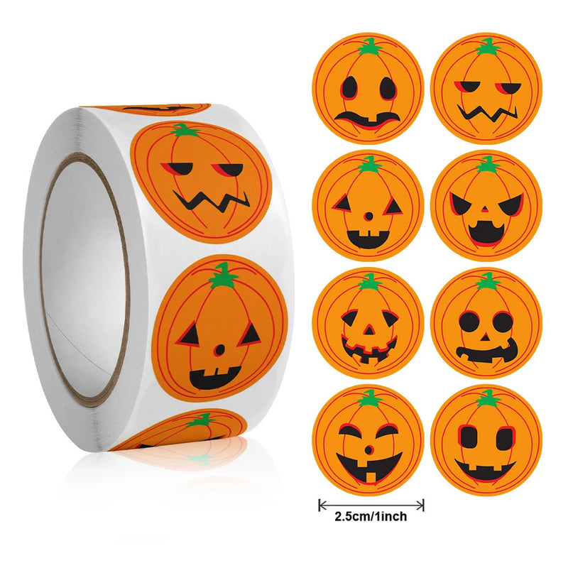 500Pcs Halloween Stickers Funny Pumpkin Emote Ghost Paper Stickers for Gift Packing Bag Sealing Labels Halloween Decoration 2024