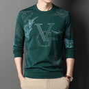 Neues Herren-Langarmshirt mit Rundhalsausschnitt und Print, dünn, Sommer, bequem, modisch, leger, Neuheiten, Streetstyle-Oberteil