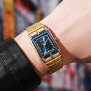WWOOR New Luxury Gold Man's Watches Business Waterproof Male Clock Stainless Steel Square Quartz Watch For Men Relogio Masculino