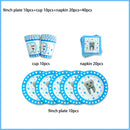 My First Tooth Blue Theme Party Disposable Tableware Stes Boy Girl First Tooth Birthday Party Decor Cups Plates  Napkins Banners