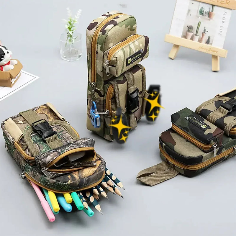 Mini Schoolbag Camouflage Pencil Case School Stationery Storage Bag Tactical Backpack Pen Case Boy Pencil Bag Student Pen Bag