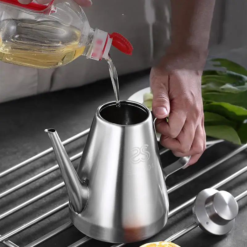 Oil Bottle Dispenser Vinegar Olive Pot Sauce Container Can Storage Drizzler Kitchen Cooking Bottles Pourer Stainless Jar