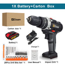 21V Cordless Drill Electric Impact Drill Rechargeable Electric Screwdriver Lithium-Ion Battery 2 Speed DIY Driver Power Tools