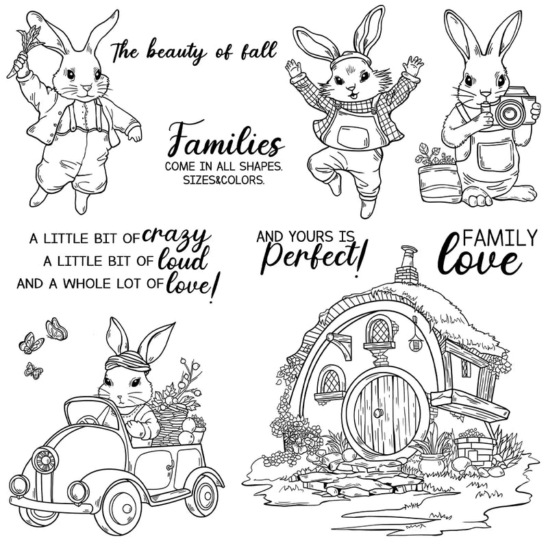 Mangocraft Easter Rabbits Bunny Family Home Clear Stamps DIY Scrapbooking Supplies Silicone Stamp For Card Making Albums Decor