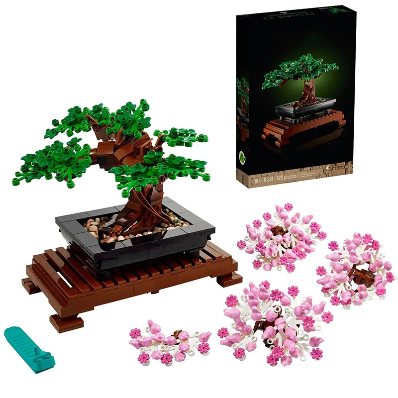 Bonsai Tree Flower Bouquet Perpetual Building Block Bricks Model Home Decoration Plant Potted Gift Kids Set Compatible 10281