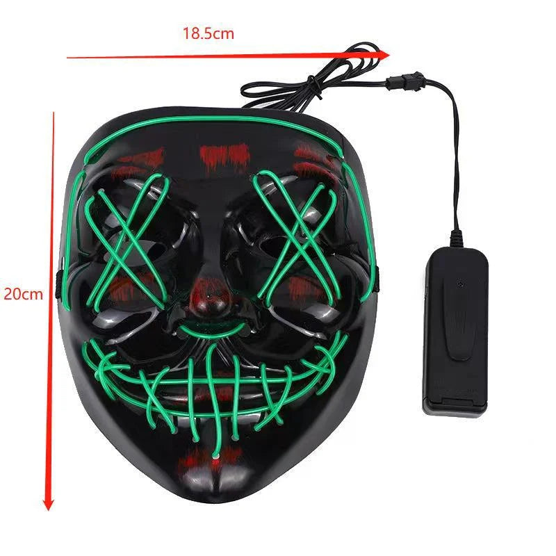 Halloween Masks of Terror Led Face Light Mask Scary Scream Bright Mask for Carnival Halloween Costumes for Men Glow in The Dark