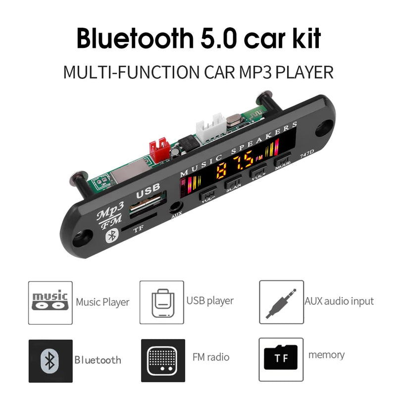 30W MP3 WMA Decoder Board Wireless Audio Module USB AUX FM TF Radio Bluetooth Music Car Player With Remote Control DC 9V-12V