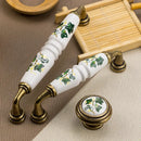 1PCS Vintage Rural Ceramic Drawer Cupboard Door Handles Green/Red Leaves Cabinet Pulls Dresser Kitchen Pull Knobs For Furniture