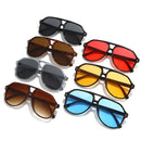 JNPCXI Oversized Double Bridges Pilot Men Sunglasses Blue Lens Vintage Rivets Women Trending Punk Sun Glasses Shades