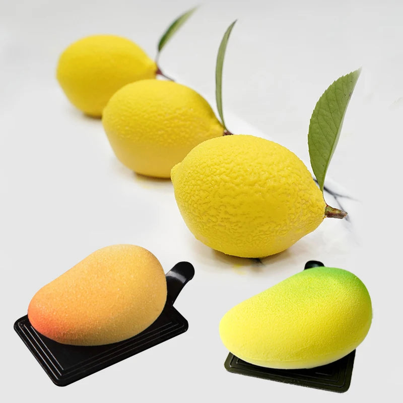 Fruits Design Silicone Cake Moulds Mango or Lemon Shaped Mousse Cake Molds Kitchen Food Grade Bakeware Dessert Decorating Tools