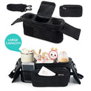 Universal Stroller Organizer Bag Detachable with Insulated Cup Holders, Diaper Storage, Secure Straps, Pockets for Phone, Keys