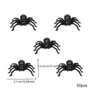 50pcs Halloween Spiders Decorations Small Black Plastic Spiders Haunted House Spider Decoration Simulation Tricky Toy