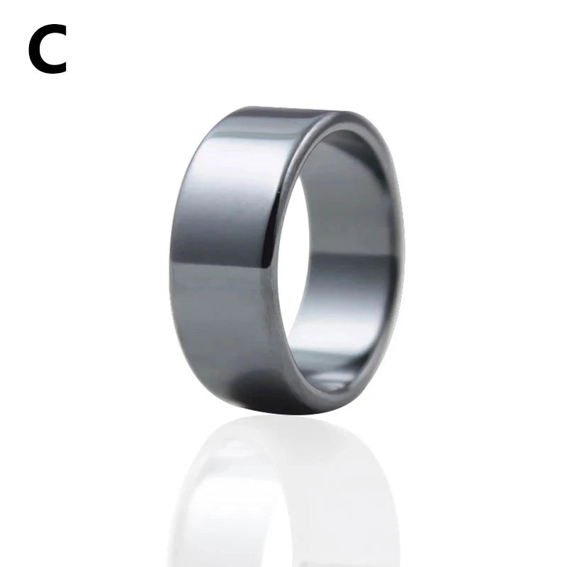 1PC Hematite Stone Rings for Women Men Natural Fashion Flat Plain Ring Couple Jewelry Gift Wedding Christmas Lovers Rings