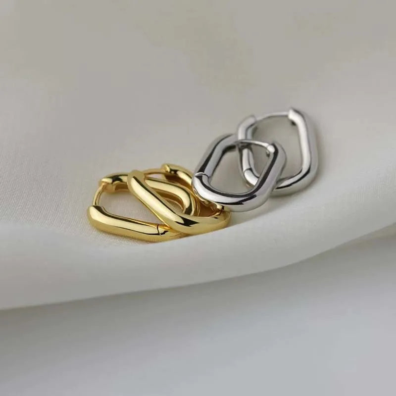 Fashion Gold Color Geometric U-Shape Hoop Earrings for Women Men Punk Hip-Hop Metal Round Circle Earrings Party Jewelry 2023