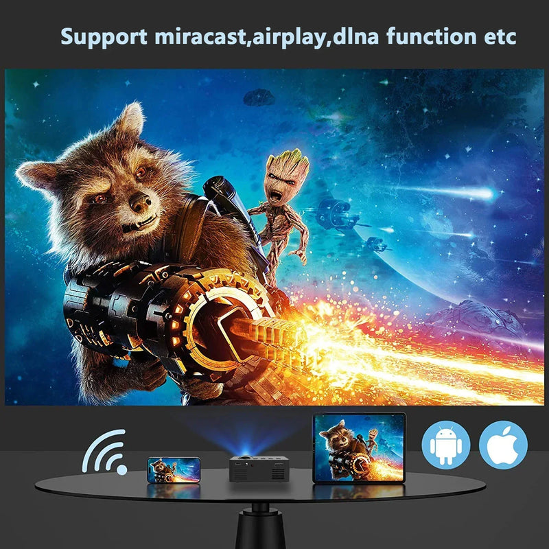 YT100  Mini Projector 1080P Supported  Mobile Video Home Cinema Portable Wifi Wireless Mirroring IPhone Android Smartphone