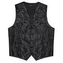 Herrenanzug Weste Krawatten Set Schwarz Paisley Seidenweste für Hochzeit Party Smoking Anzüge Luxuriöse Ärmellose Jacke DiBanGu