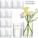 6/12 pcs Glass Cylinder Vases Clear Flower Vase Glass Hurricane Floating Candle Holder for Table Centerpiece Wedding Home Decor