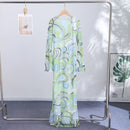 Sexy Backless Printed Dress Women's O-neck Full Sleeve Straight  Long Dresses 2026 Summer Fashion High Street New Lady Outfits