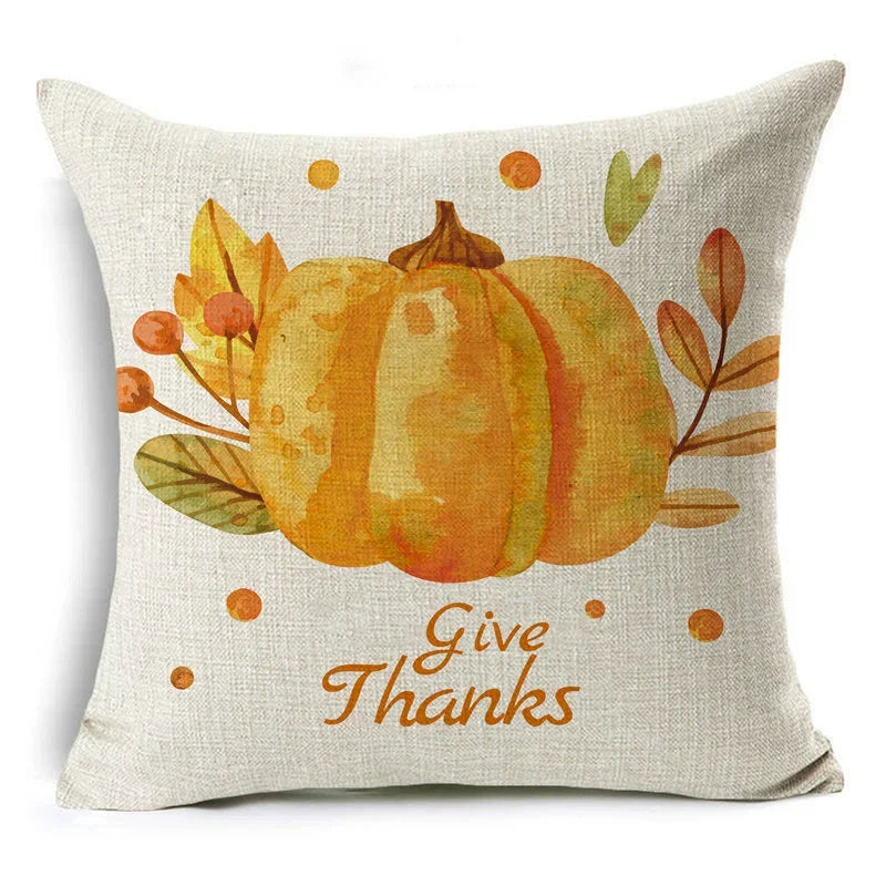 Thanksgiving Pumpkin Plant Pillowcases Linen Decor Throw Cushion Cover For Car Sofa Pillowcase Outdoor Garden Home Decoration