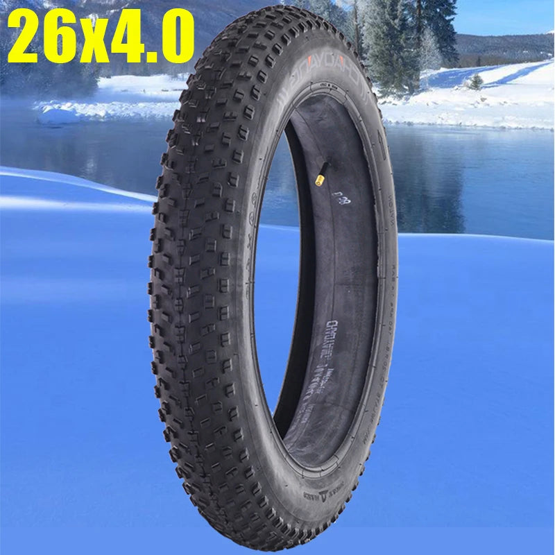 CHAOYANG 26x4.0 Fat Tire Anti-slip/Half Bald 26 Inch Beach Snowfield MTB Bicycle Asphalt Road Bike Tyre Tube Cycling Parts