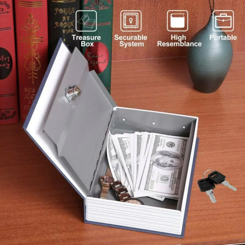 Booksafe Savings Bank Piggy Bank Lock & Key Safe Simulated Book Safe Safe Diversion Metal Box Dictionary Hollow Book