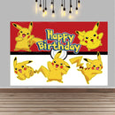 Pokemon Pikachu Birthday Party Backdrop Cartoon Baby Shower Background Photography Wall Photo Studio Banner Decor For Boy Gift