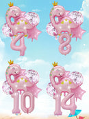 1set Pink Crown Dinosaur Foil Balloons 40 Inch Number Helium Balloon Baby Girl Children‘s Birthday Party Decorations Kids’