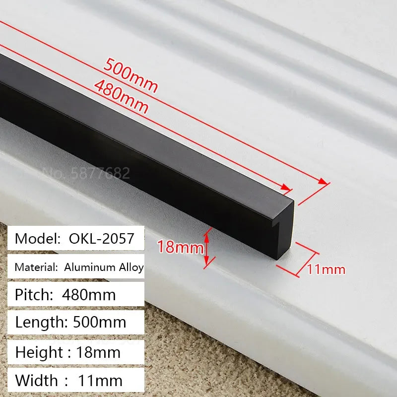 Black Golden Modern Cupboard Kitchen Hardware Wardrobe Closet Pull T Bar Aluminum Alloy Cabinet Drawer Knob Box Handle