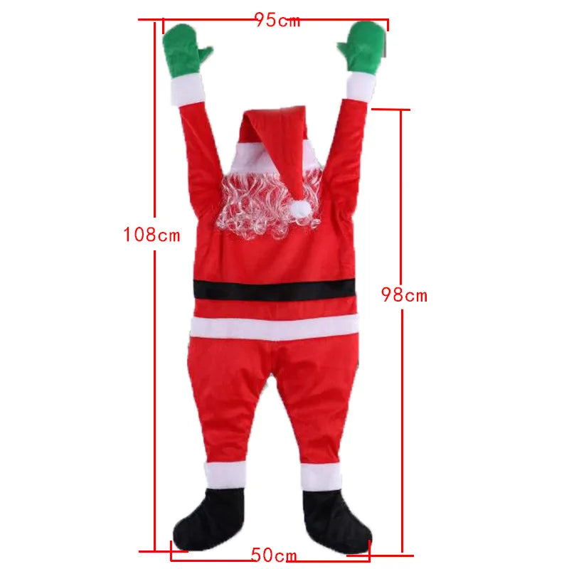 1.7M Velvet Santa Claus Wall Climbing Christmas Santa Claus Climbing Wall Door Xmas Hanging Window Decor Hanger Outdoor Decor