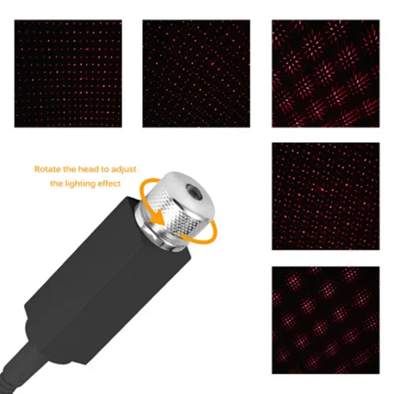 Adjustable Mini LED Car Roof Star Night Lights Projector Light Interior Ambient Atmosphere Galaxy Lamp Decoration Light USB Plug
