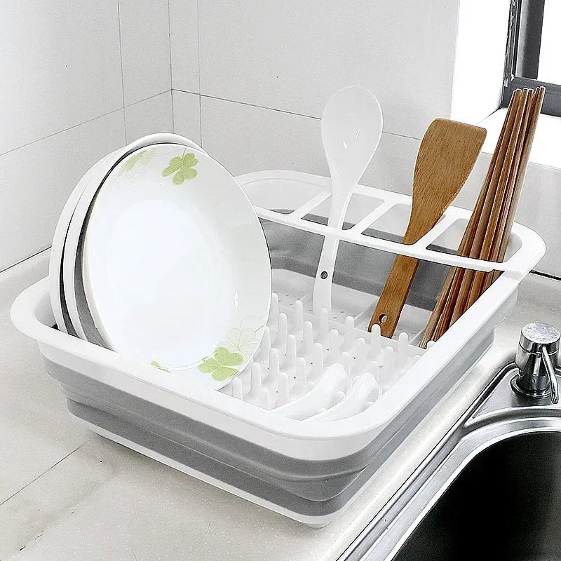 Water Leakage Folding Drain Bowl Tray Rack Plastic Tableware Bowl Chopsticks Storage Box Kitchen Utensils Dish Storage Rack