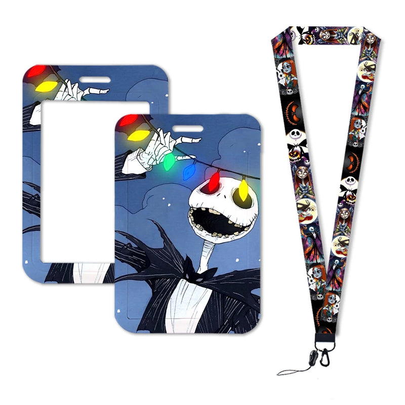 The Nightmare Before Christmas Jack Sally Lanyards Keychain Card Badge Holder ID Credit Card Pass Hang Rope Halloween Gift