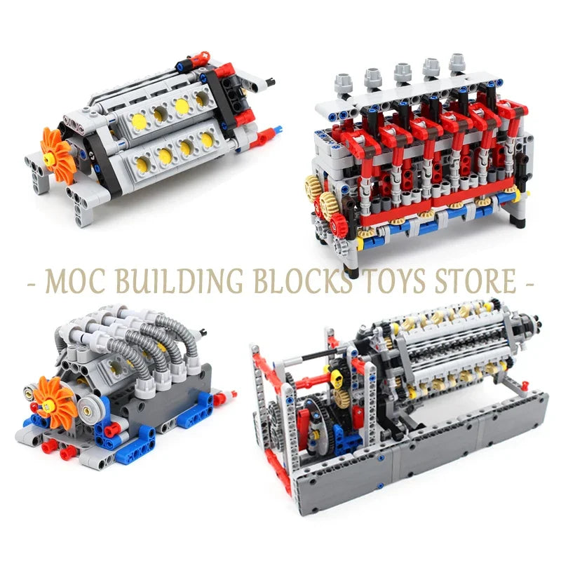 MOC Technology Building Blocks Bricks Power Functions Automotive Speed Gearbox Engine Transmission Machinery DIY Assembling Toys