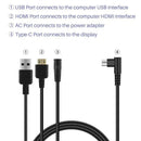 Havapen 3 in 1 cable cb01 compatible with huion kamvas pro 12 / pro13 / pro16, tablet pen monitor replacement cable