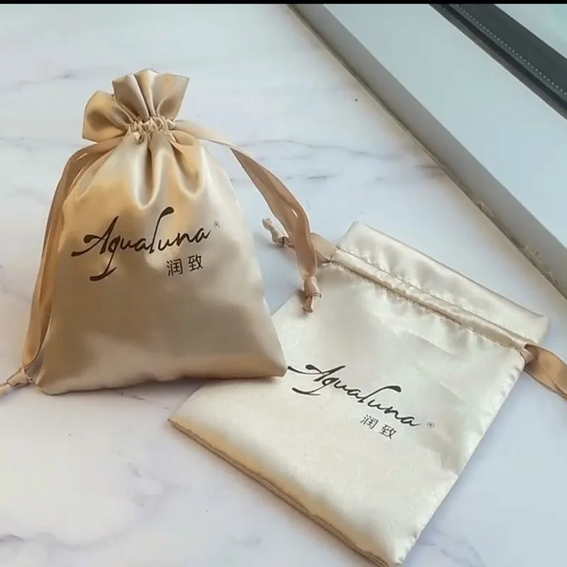 Old Gold Silk Satin Gift Bags 7x9cm 9x12cm 13x17cm 50pcs/Lot Earring Rings Studs Necklace Bangle Jewelry Logo Pouch Sack