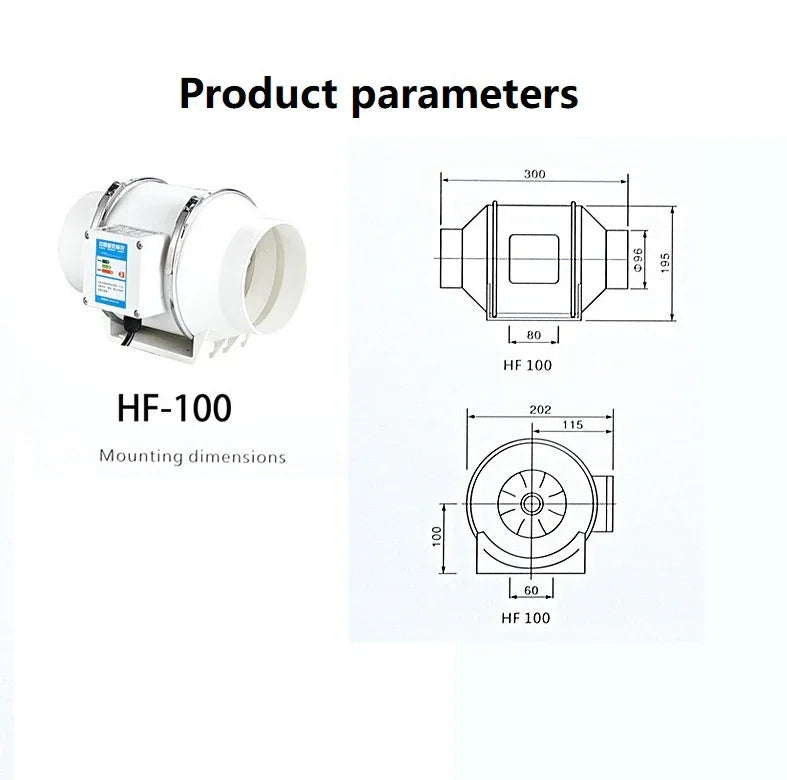 Exhaust Fan Home Silent Inline Pipe Duct Fan Bathroom Extractor Ventilation Kitchen Toilet Wall Air Ventilator 4/5/6 inch 220V