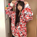 Miniso Camouflage Hello Kitty Harajuku Zip-up Mäntel Cartoon Kitty Katze bedruckte Gothic Kapuzenpullover Paar Y2k Damenbekleidung