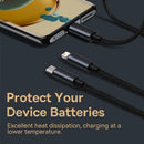 Baseus 3 in 1 USB Cable Type C Cable For Samsung Xiaomi Mi 9 Huawei Cable For iPhone 13 12 11 Phone Charger Micro USB Data Cable