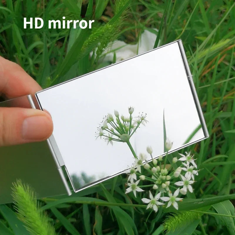 Aluminum Folding Mirror Pocket Mini Portable Makeup Mirrors Travel Hand Small Mirror Vanity Foldable Compact Cosmetics Tools