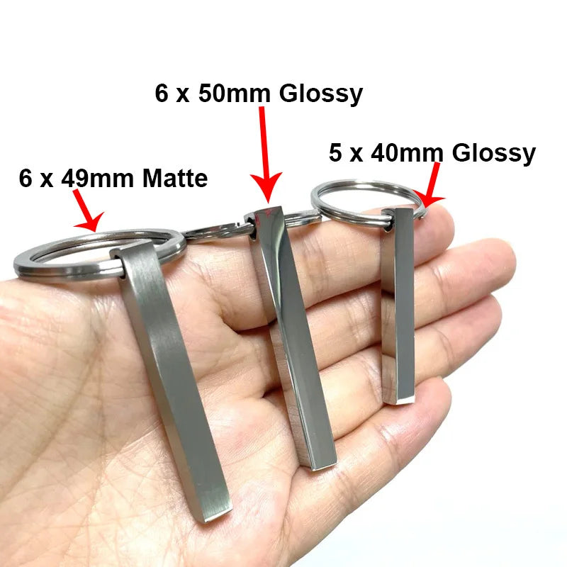 Vnox Personalize Keychains, Custom Father's Day Gift to Him, 3D Bar Key Chain, Stainless Steel Name Date Logo Engraving Keyrings