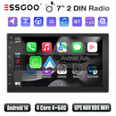 ESSGOO Car Stereo Radio Wireless CarPlay Android Auto 2 DIN 7" Car Stereo HD FM-Radio GPS Touch Screen Head Unit 4+64G DAB+ AHD