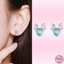 Bamoer Cute Romantic Fairy Elevs Exquisite Stud Earrings for Women Genuine 925 Sterling Silver Rainbow Ear Studs Luxury Jewelry