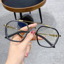 1x Blaulichtfilter Brille für Herren, modisch, High-End, optische Gläser, klar, schwarzer eckiger Rahmen, Anti-Strahlung