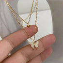 SUMENG 2024 Einfache doppellagige Stern Mond Charm Mehrschichtige Halskette Zarte Schlüsselbeinkette Zirkonia für Damen Mode Schmuck