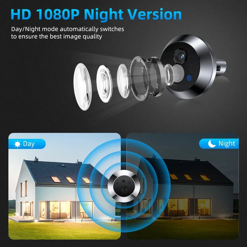 Sectyme Tuya Smart Home 4.3 inch Digital Door Peepholes Peephole Doorbell Tuya Smart 1080P Video Eye Doorbell Home Security