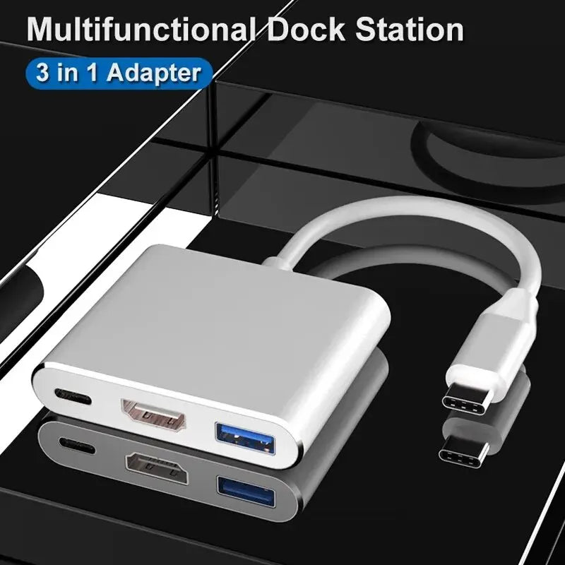 New 3-in-1 USB C Hub with 100W Power Delivery,USB 3.0/4K HDMI for MacBook,Surface/Chrome/Steam Deck,Stable Driver Smart Adapter