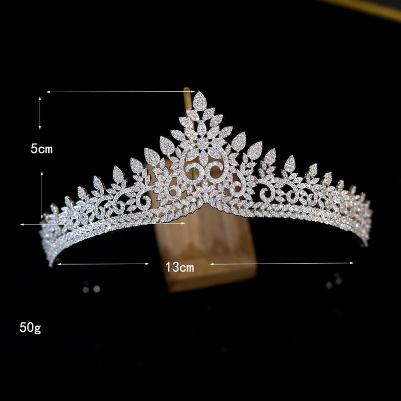 Elegant Tiara and Crown For Women Bridal Accessories Wedding Crowns Diadem Arab Tiaras CZ Princess Pageant Party Headwear  Gift