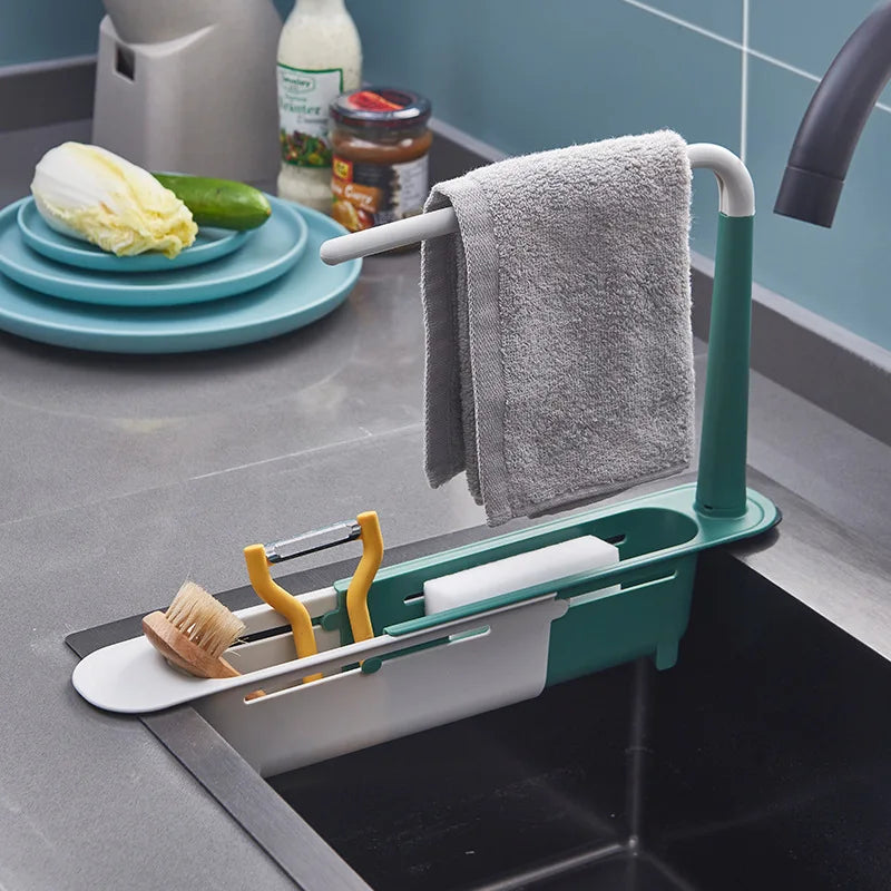 Telescopic Sink Shelf Kitchen Sink Drain Rack Storage Basket Kitchen Gadgets Accessories Tool Sinks Organizer Soap Sponge Holder