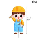 Excavator Crane Tractor Birthday Cake Topper Construction Party Cake Decor Kids Boy 1st Baby Shower One Year Happy Birthday Cake