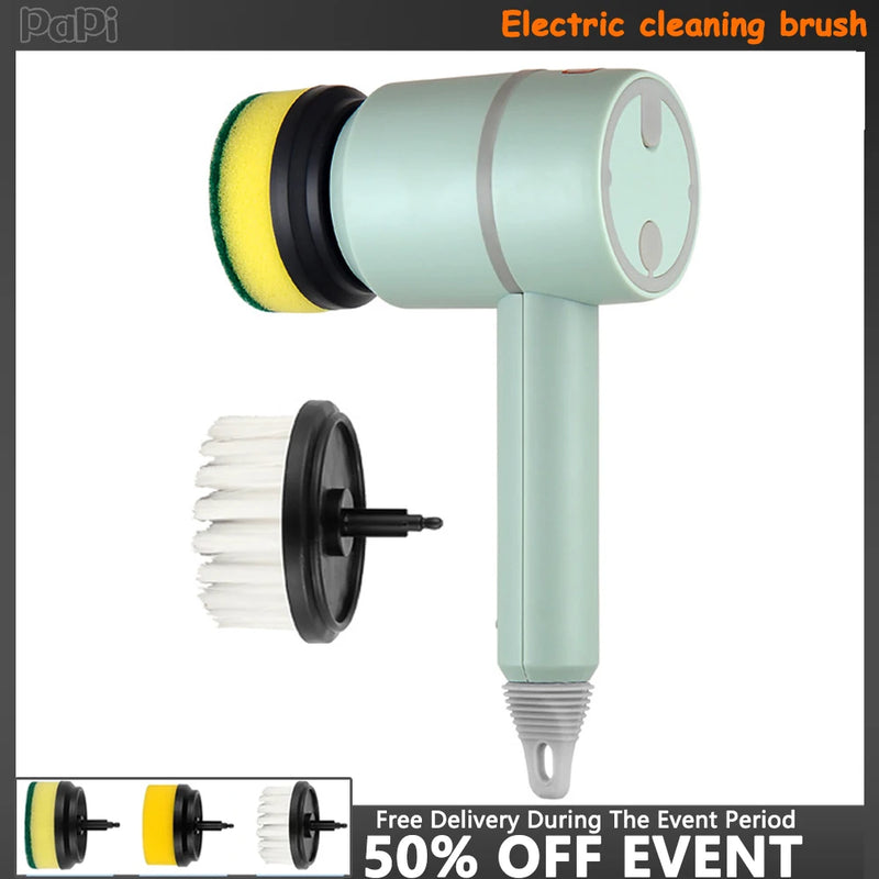 Electric Spin Cleaning Brush with 3 PCS Heads Cordless Portable Scrub Brush Handheld Scrubber Suitable for Bathroom Kitchen Tool